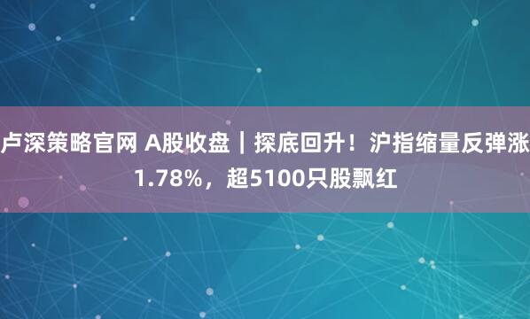 卢深策略官网 A股收盘｜探底回升！沪指缩量反弹涨1.78%，超5100只股飘红